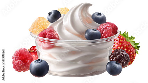 Delicious Frozen Yogurt with Fresh Berries and Fruit Toppings