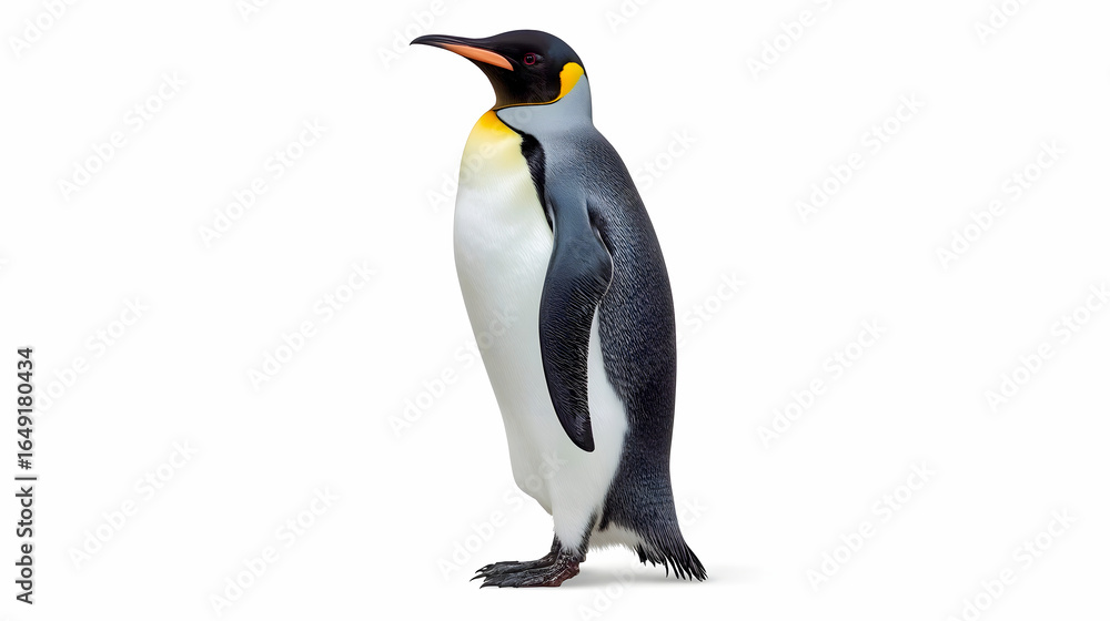 Fototapeta premium Emperor Penguin Isolated on White Background – Antarctic Wildlife Stock Photo
