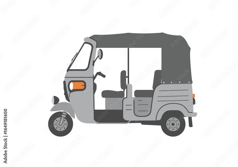 Gray Auto Rickshaw Illustration with Black Canopy. Gray Auto Rickshaw Illustration with Black Canopy.