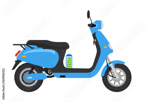 Modern Blue Electric Scooter with Battery Indicator.