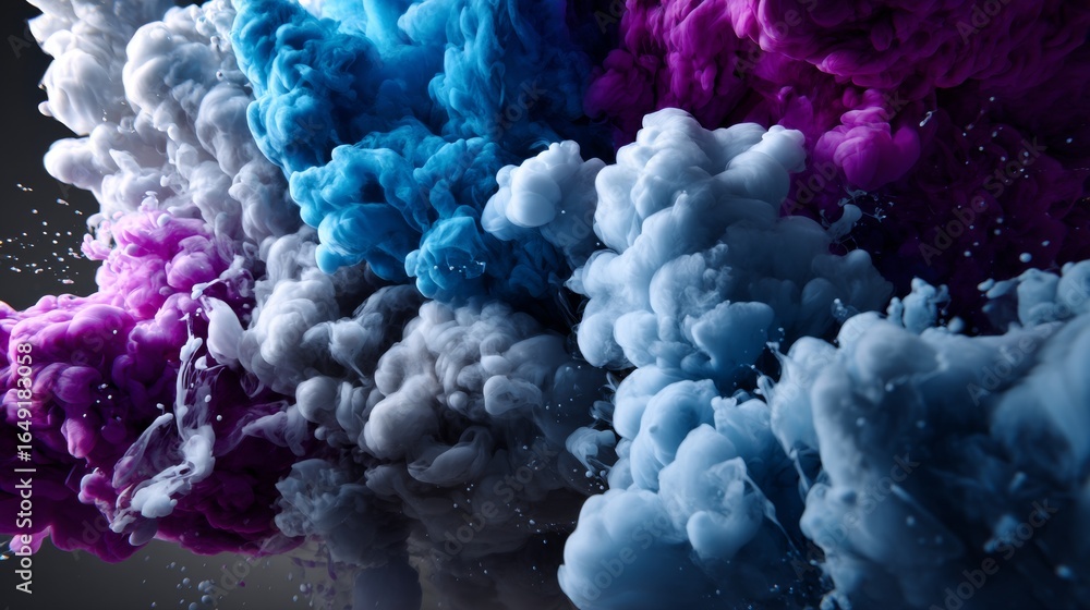 Fototapeta premium Colorful ink explosion in water photography for abstract visual product background creative advertising concept scene