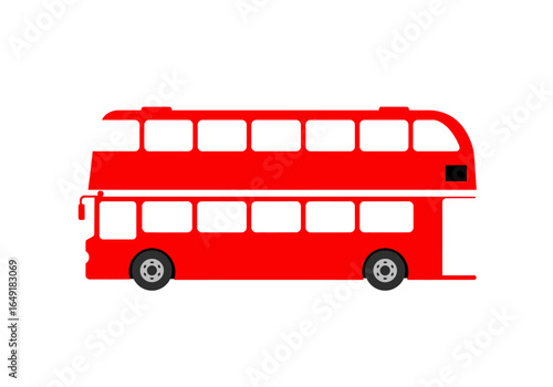 Iconic Red Double Decker Bus Illustration on White Background.