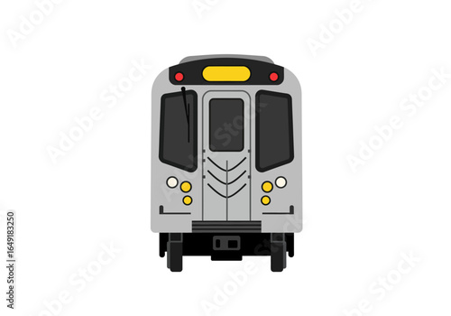 Front View of a Gray Subway Train Car Illustration.