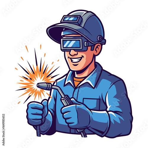 Welder at Work: A skilled welder, equipped with essential gear, is engaged in a focused welding process. A striking portrayal of industrial skill and precision.