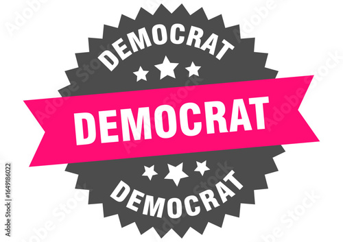 democrat. democrat round pink label isolated on transparent background