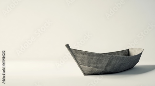 Dark ceramic bowl on white surface for minimalist kitchenware, pottery product or rustic modern design concept composition