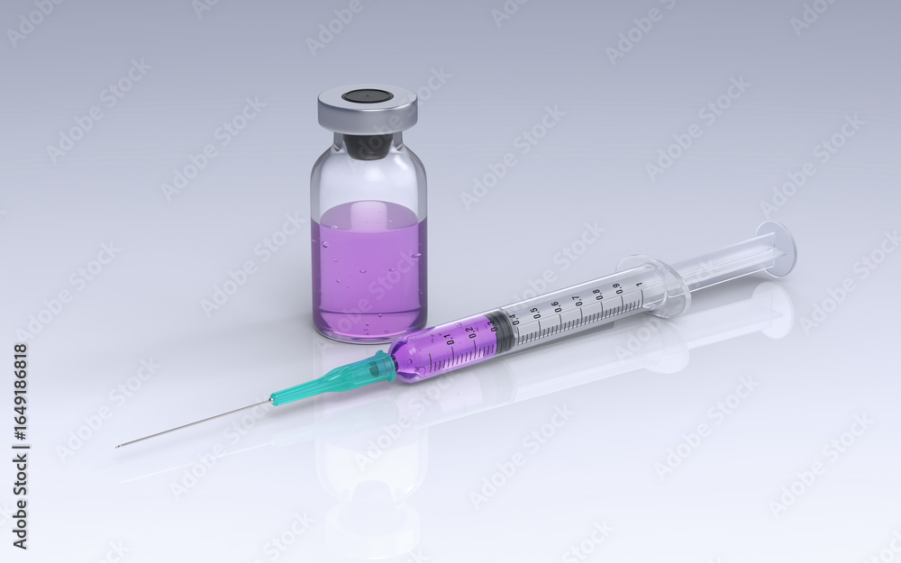 3d render of a ampoule and vaccine syringe 3d render of a ampoule and vaccine syringe