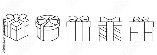 gift box icon set on a simple black silhouette color , Set of Gift Boxes Silhouette, Birthday, Christmas, Anniversary flat collection