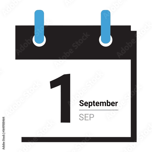 Calendar's First day of September: A minimalist design calendar marks the first day of September, a symbol of the start of a new month, visually clean and ready for important dates.