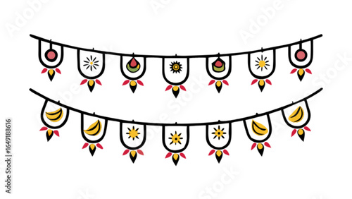 Download cute decorative bunting garland vector illustration for party and festive celebration design needs
