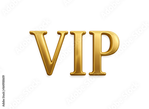 Golden vip letters illuminated with a luxurious metallic sheen representing exclusivity and special access isolated on transparent background