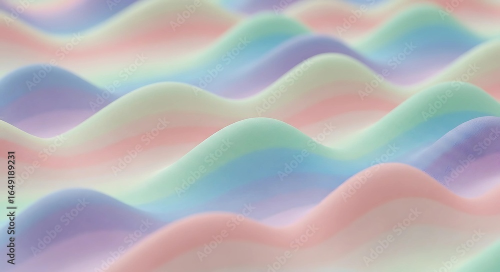 Fototapeta premium Pastel colored waves create a soft and dreamy abstract background art