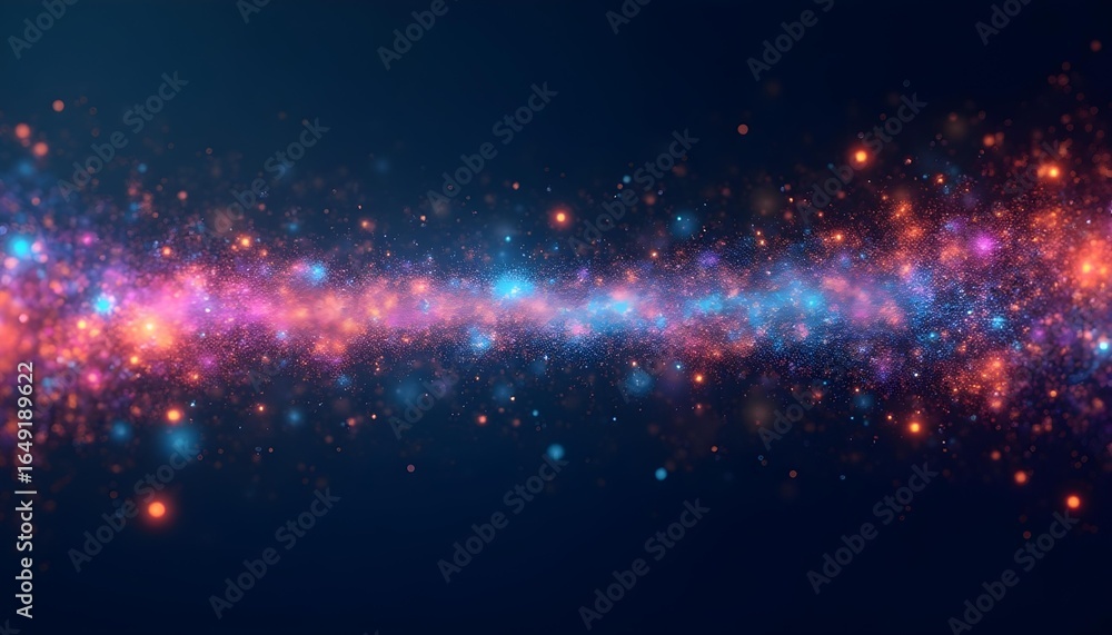 Fototapeta premium Digital transformation concept with pixelated shapes dissolving into data streams, vibrant colors.