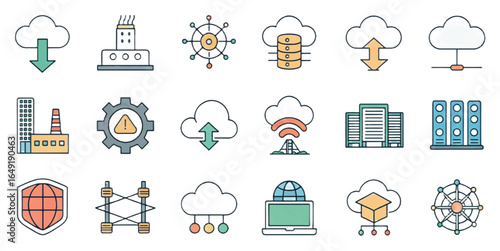 Cloud Computing Icons — Modern Storage, Security, Networking, Servers & DevOps Symbols