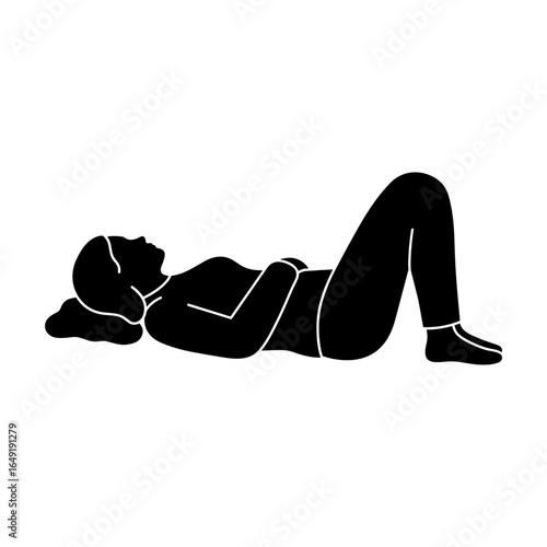 Woman lying on back resting with closed eyes indoors  