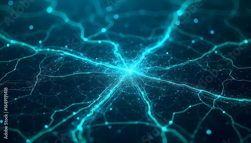 Smart city map with glowing streets and data points, top-down view, neon blue and green .
