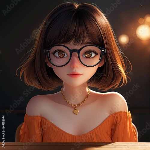 A portrait of a youthful character set against a serene1