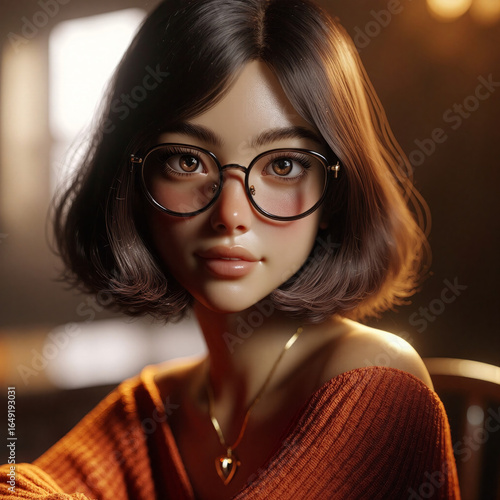 A portrait of a youthful character set against a serene1