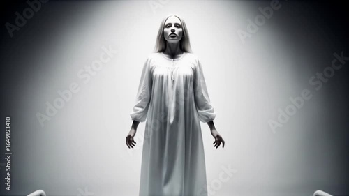 Spectral figure floats above hospital bed