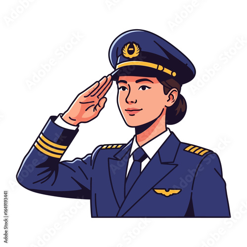 Aviation Salute: A pilot with confident grace salutes with poise, showcasing professionalism and authority, while emanating unwavering dedication to the skies.