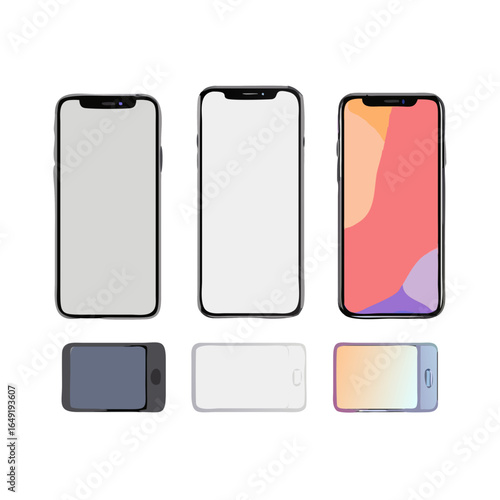 VINNITSA, UKRAINE - JANUARY 25, 2021: Mockup Iphone 10, 10s, 11, 11pro, and new iphone 12, 12pro, 12 mini. Mock up screen iphone. Vector illustration
