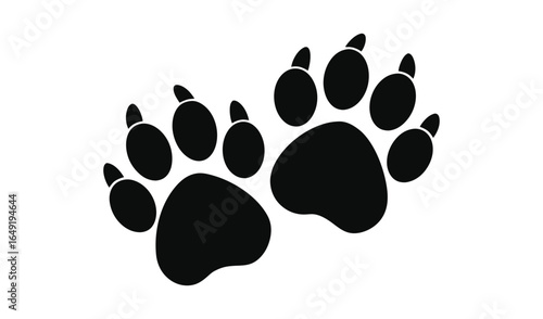 Black silhouette of two animal paw prints with claws