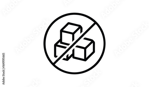 No sugar icon with cubes in a circle with a line through it