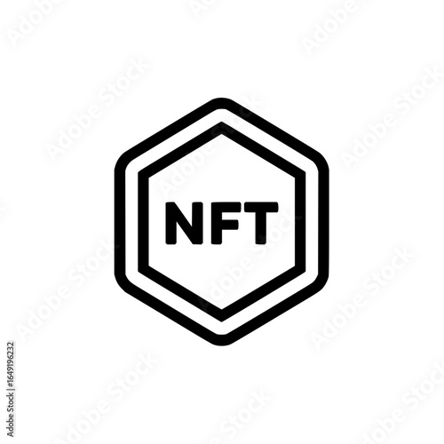 Nft token hexagon blockchain crypto currency digital art collectible asset non fungible token symbol icon