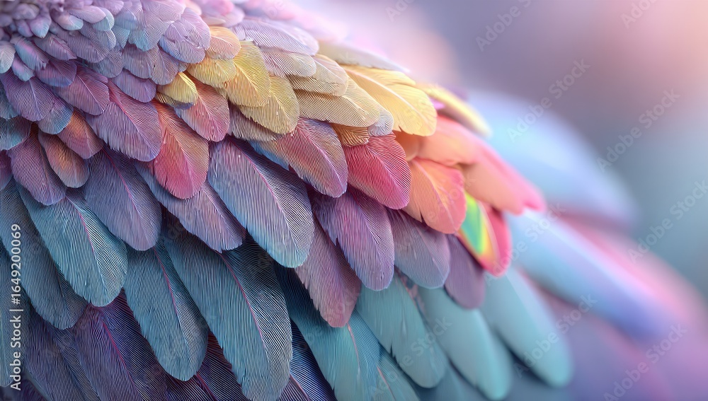 Obraz premium Close-up of multicolored bird feathers