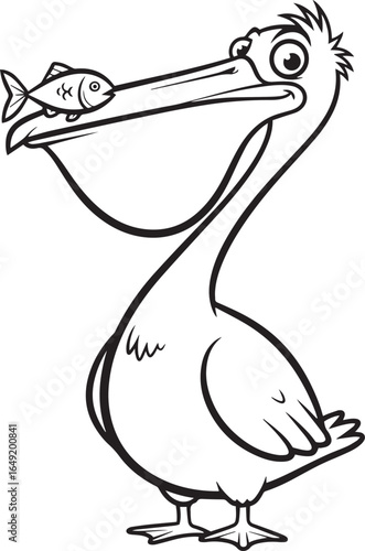 Black and White Pelican Vector Illustration