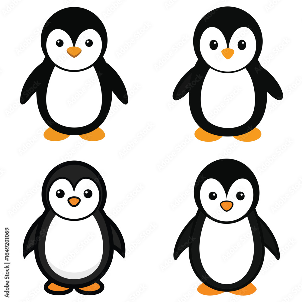 Fototapeta premium Sea penguin coloring fish and birds 
