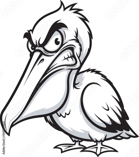 Black and White Pelican Vector Illustration