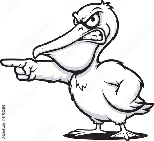 Black and White Pelican Vector Illustration