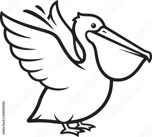 Black and White Pelican Vector Illustration