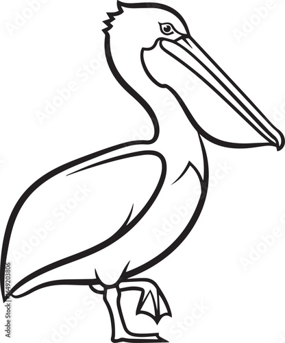 Black and White Pelican Vector Illustration