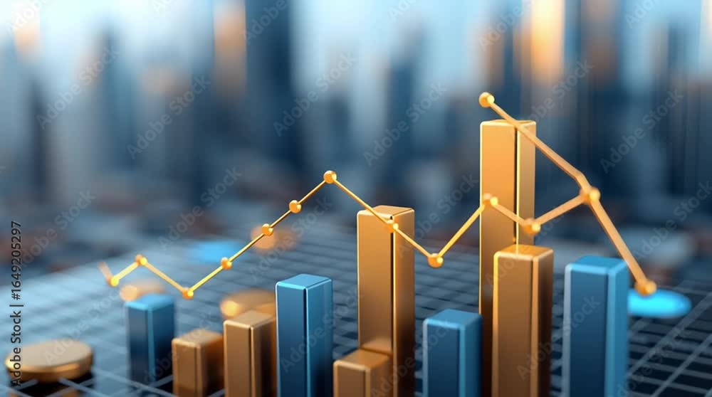 Illustration minimaliste d’affaires avec graphiques financiers en croissance