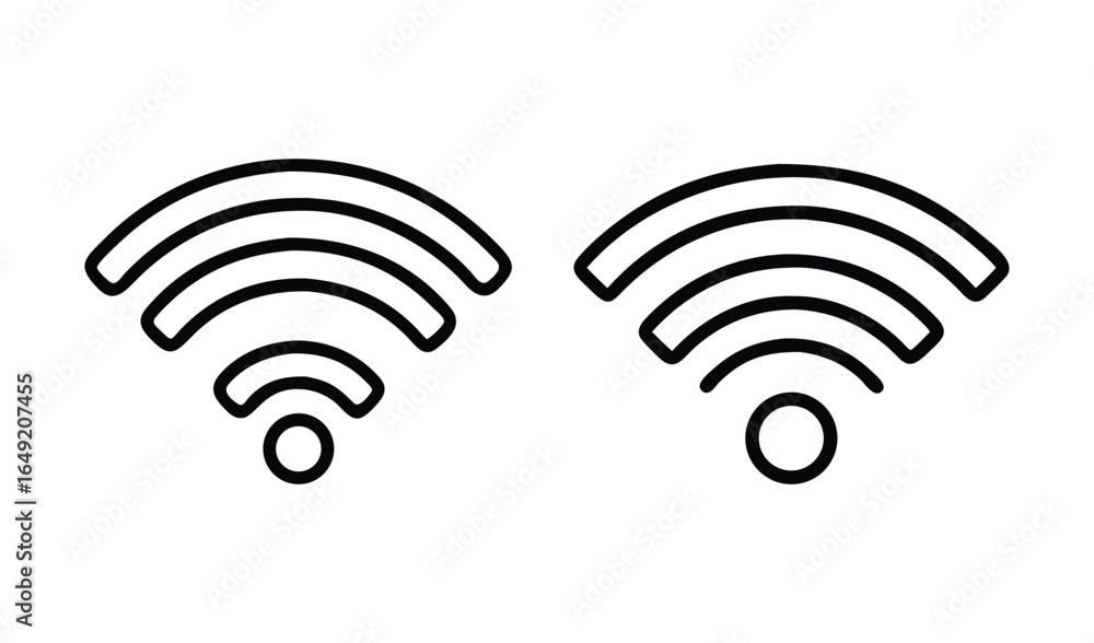 Two hand drawn wifi symbols representing wireless connectivity Two hand drawn wifi symbols representing wireless connectivity