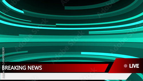 Breaking news live broadcast graphic with teal abstract background