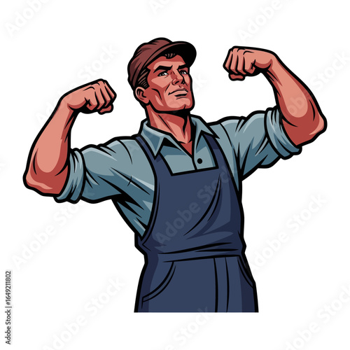 Strong Artisan: A skilled artisan flexes their bicep, showcasing strength and dedication, an embodiment of the strong worker ready to tackle any job or challenge.