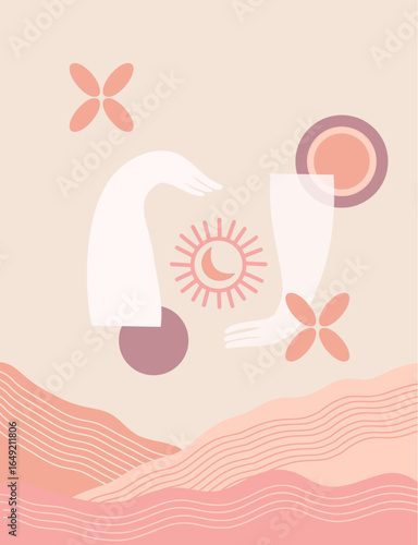 Somatic illustration compassion and Self Hug