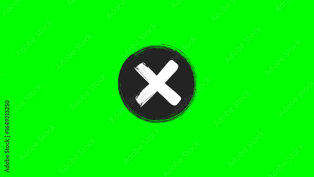 Obraz premium Red Cross Mark on Green Screen Background – Wrong, Error, or Cancel Symbol