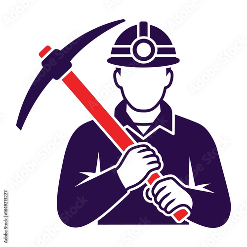 Mining Icon: This graphic showcases a miner, holding a pickaxe, a symbol of hard work. It perfectly represents the mining industry.