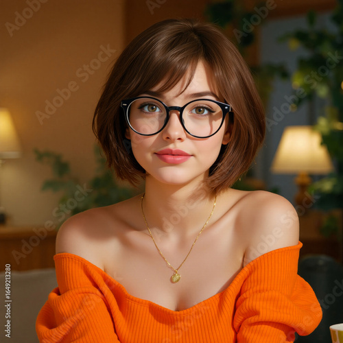 A portrait of a youthful character set against a serene1