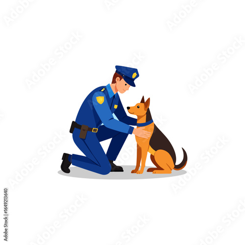 Police officer with a trained dog, loyal companion, law enforcement and security