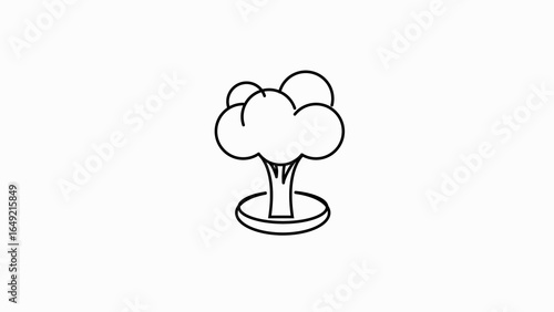 Simple line drawing of broccoli on white background