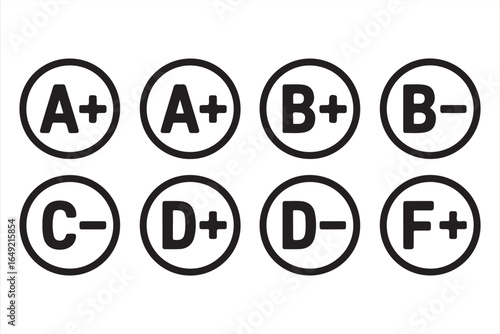 Educational Grade Symbols – A to F, Modern Classroom Design
