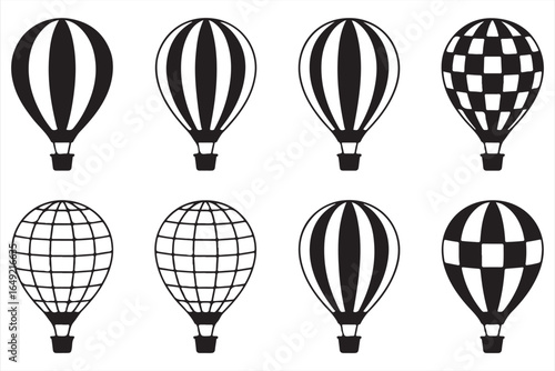 Minimalist Hot Air Balloon Vector Icons for Travel and Flight Design