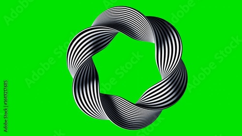 mobius stripe animation on green screen. optical illusion loop 