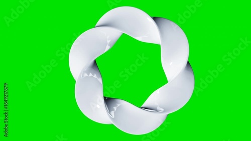 mobius stripe animation on green screen. optical illusion loop 