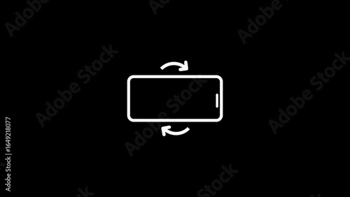White Smartphone Rotation Icon on Black Background